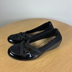Earth Spirit Mesh Patent Leather Crisscross Strap Flats Women's 7 Comfort